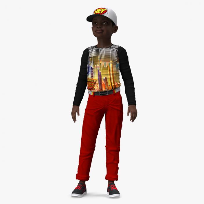 3D model Black Child Boy Street Style 2