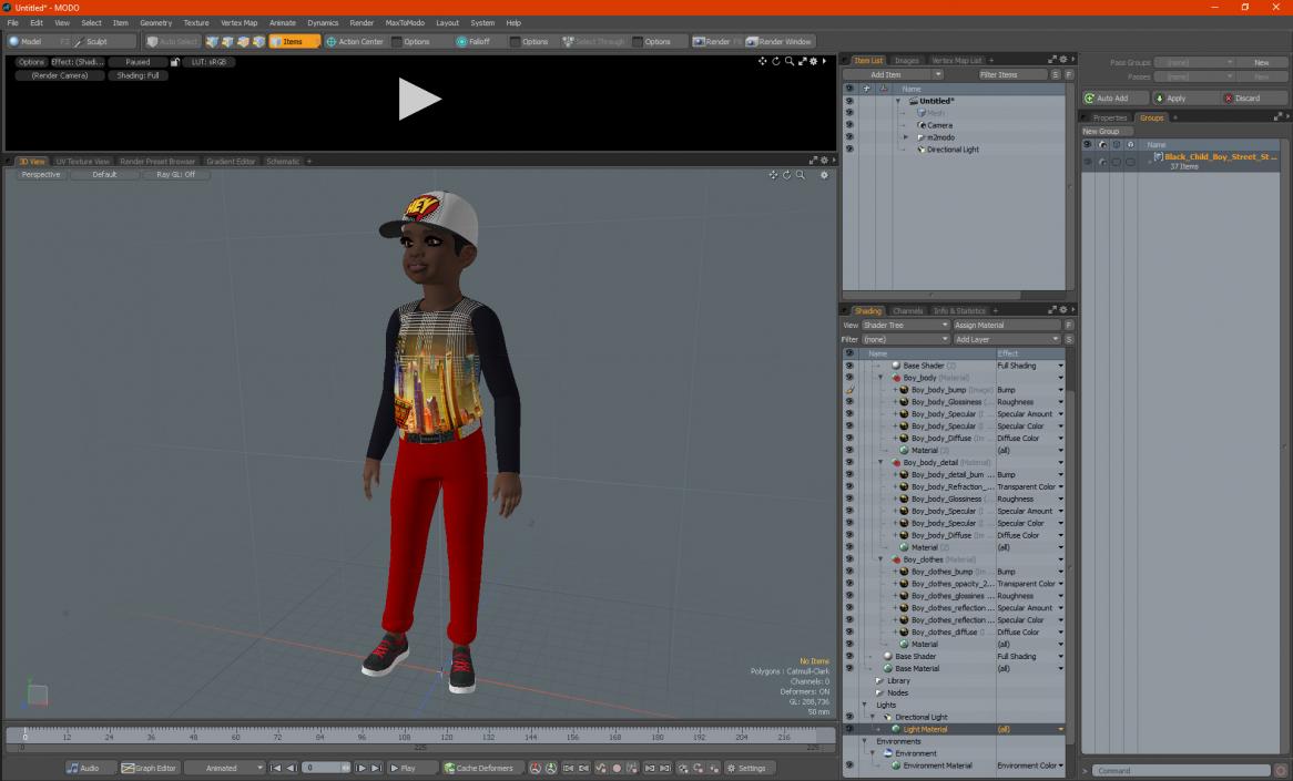 3D model Black Child Boy Street Style 2