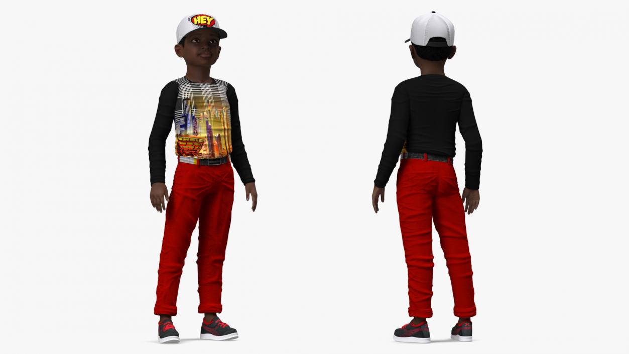 3D model Black Child Boy Street Style 2