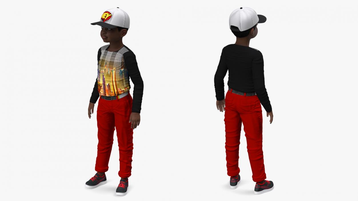 3D model Black Child Boy Street Style 2