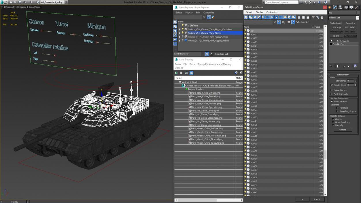 3D model Chinese Tank for City Battlefield Rigged