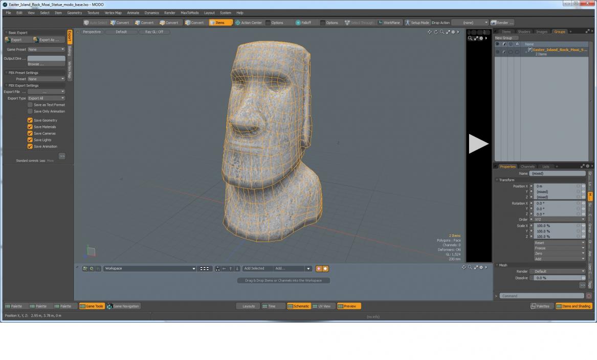 3D model Easter Island Rock Moai Statue