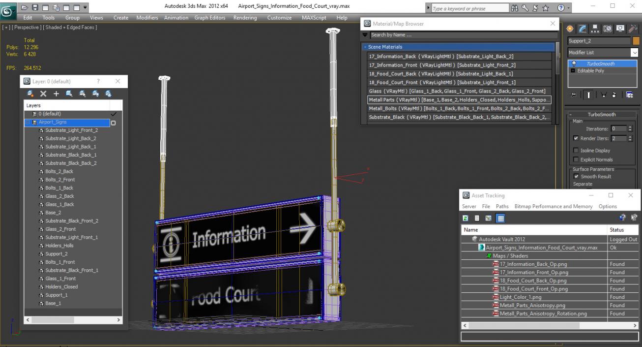 3D Airport Signs Information Food Court