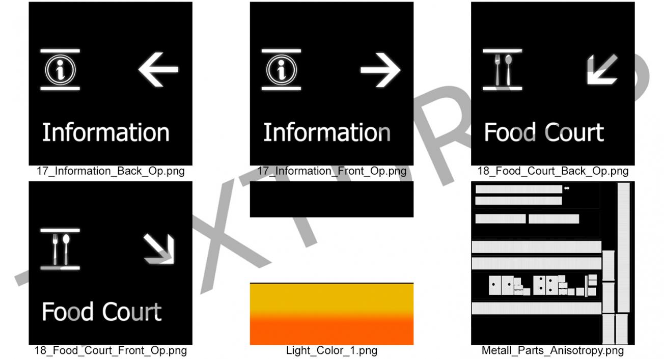 3D Airport Signs Information Food Court