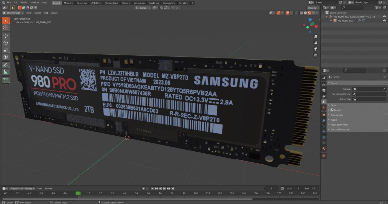 M2 NVMe SSD Samsung 980 Pro 2 TB 3D