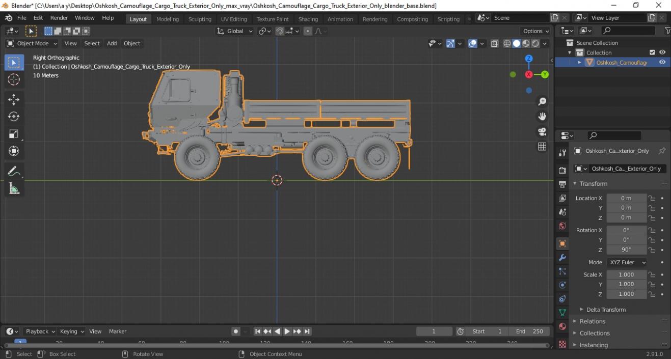 Oshkosh Camouflage Cargo Truck Exterior Only 3D model