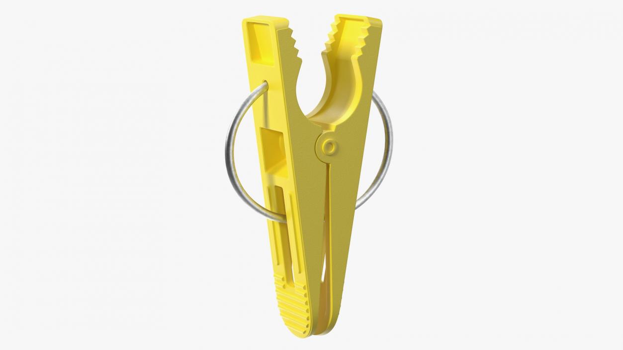 3D Plastic Clothespin Yellow Pressed model