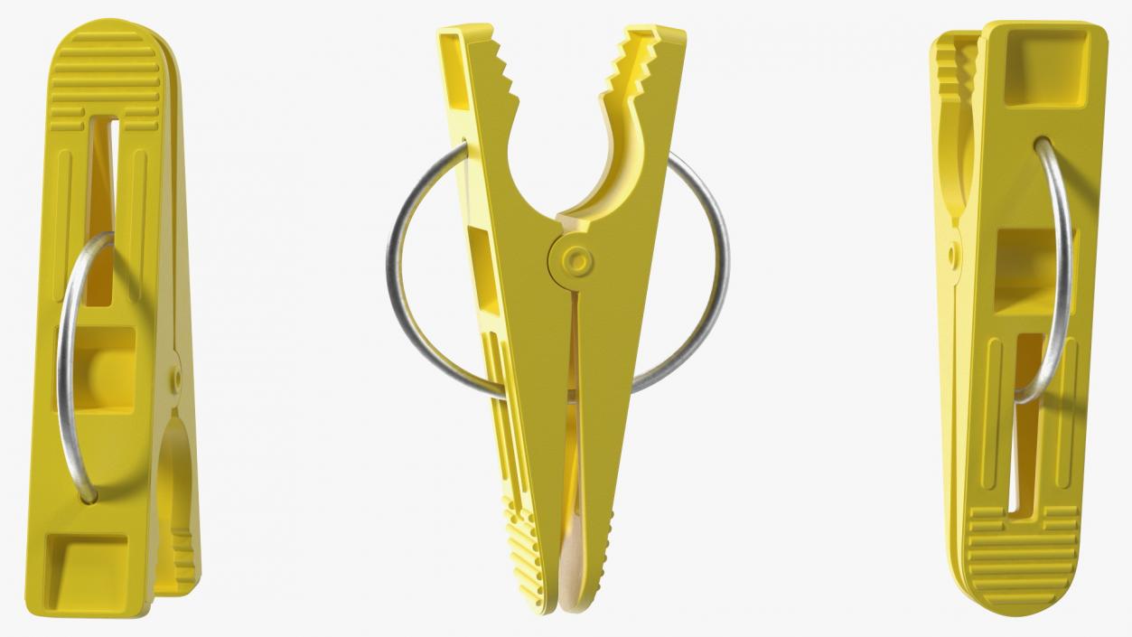 3D Plastic Clothespin Yellow Pressed model