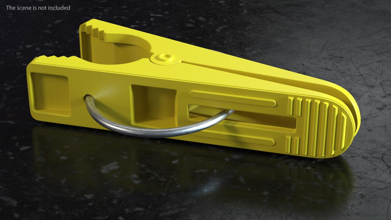 3D Plastic Clothespin Yellow Pressed model