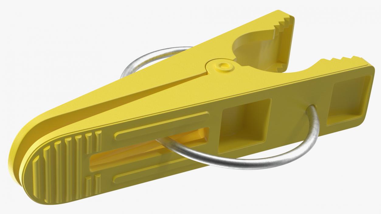 3D Plastic Clothespin Yellow Pressed model