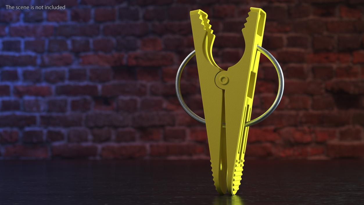 3D Plastic Clothespin Yellow Pressed model