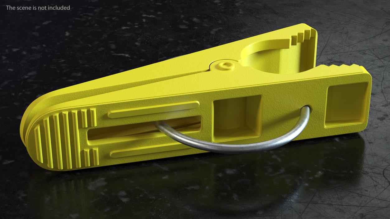 3D Plastic Clothespin Yellow Pressed model