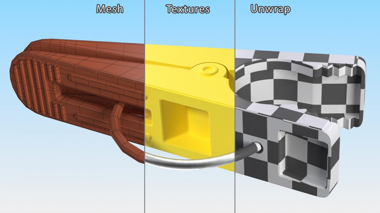 3D Plastic Clothespin Yellow Pressed model