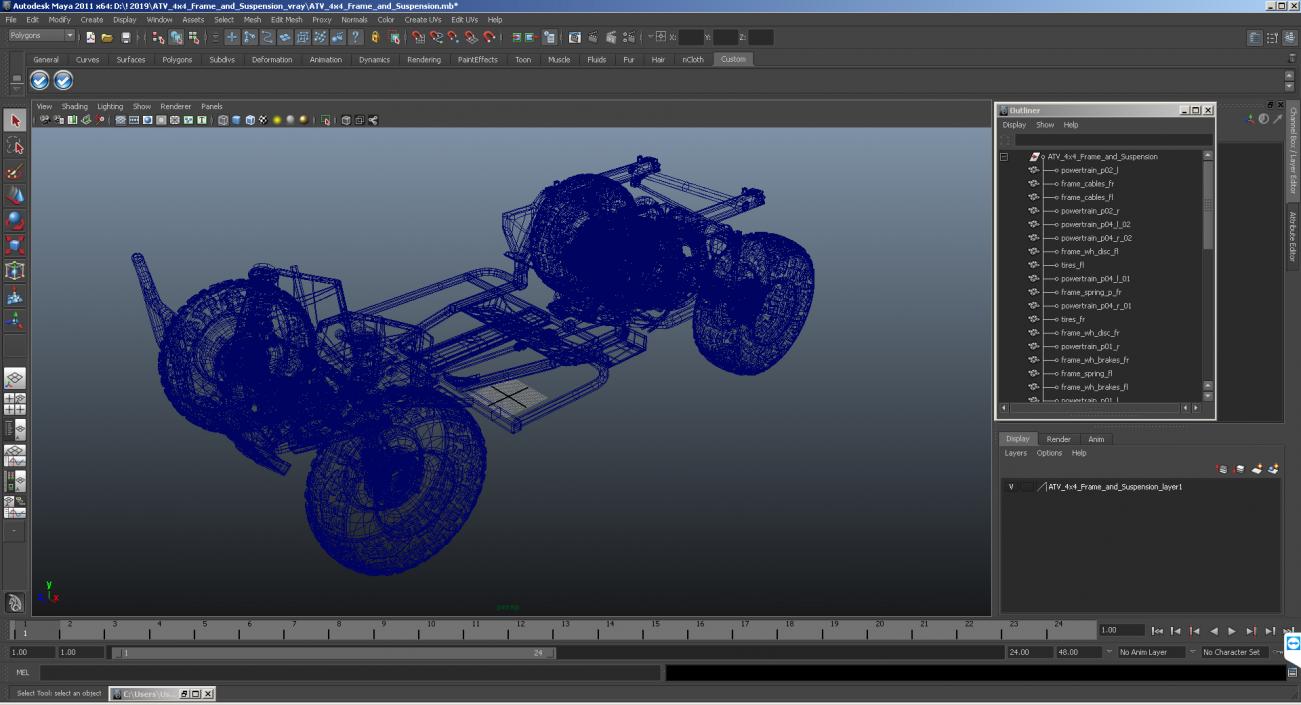 3D ATV 4x4 Frame and Suspension model