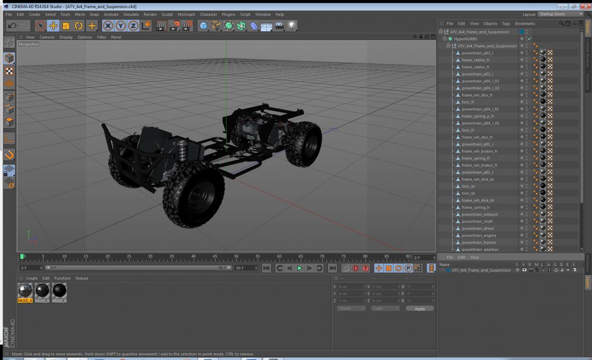 3D ATV 4x4 Frame and Suspension model