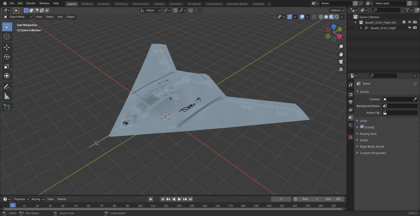 Stealth UCAV Flight 3D model