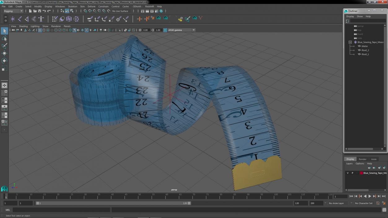 Blue Sewing Tape Measure 3D model