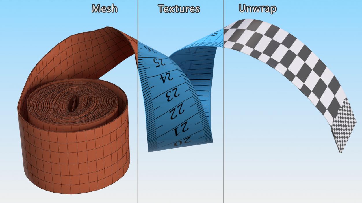 Blue Sewing Tape Measure 3D model