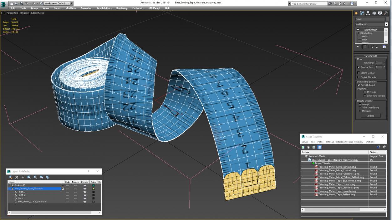 Blue Sewing Tape Measure 3D model