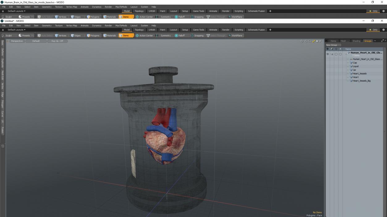 3D model Human Heart in Old Glass Jar 2