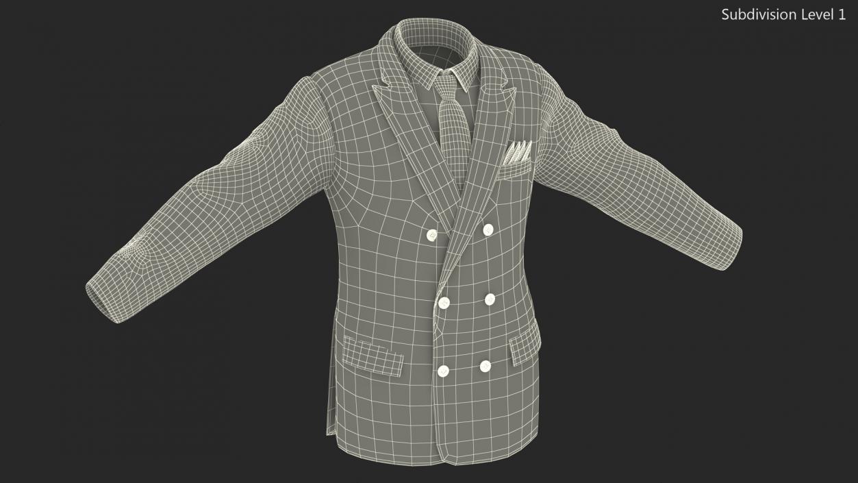 3D Black Suit Jacket and Red Necktie model