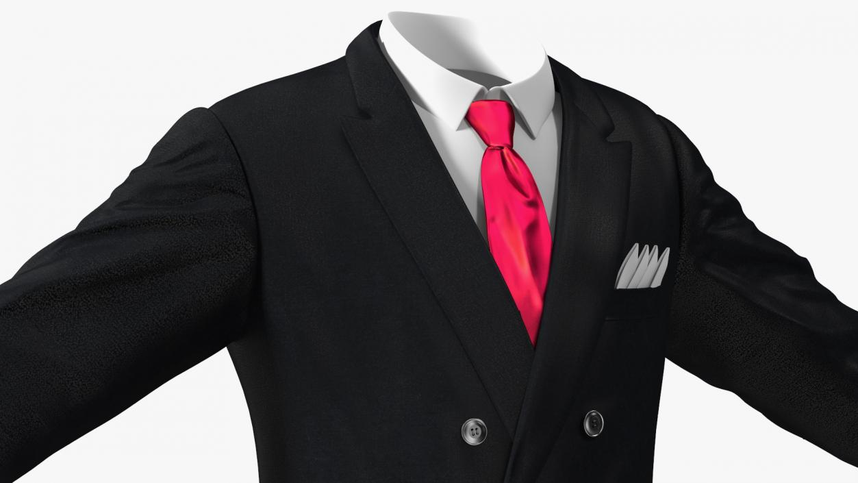 3D Black Suit Jacket and Red Necktie model