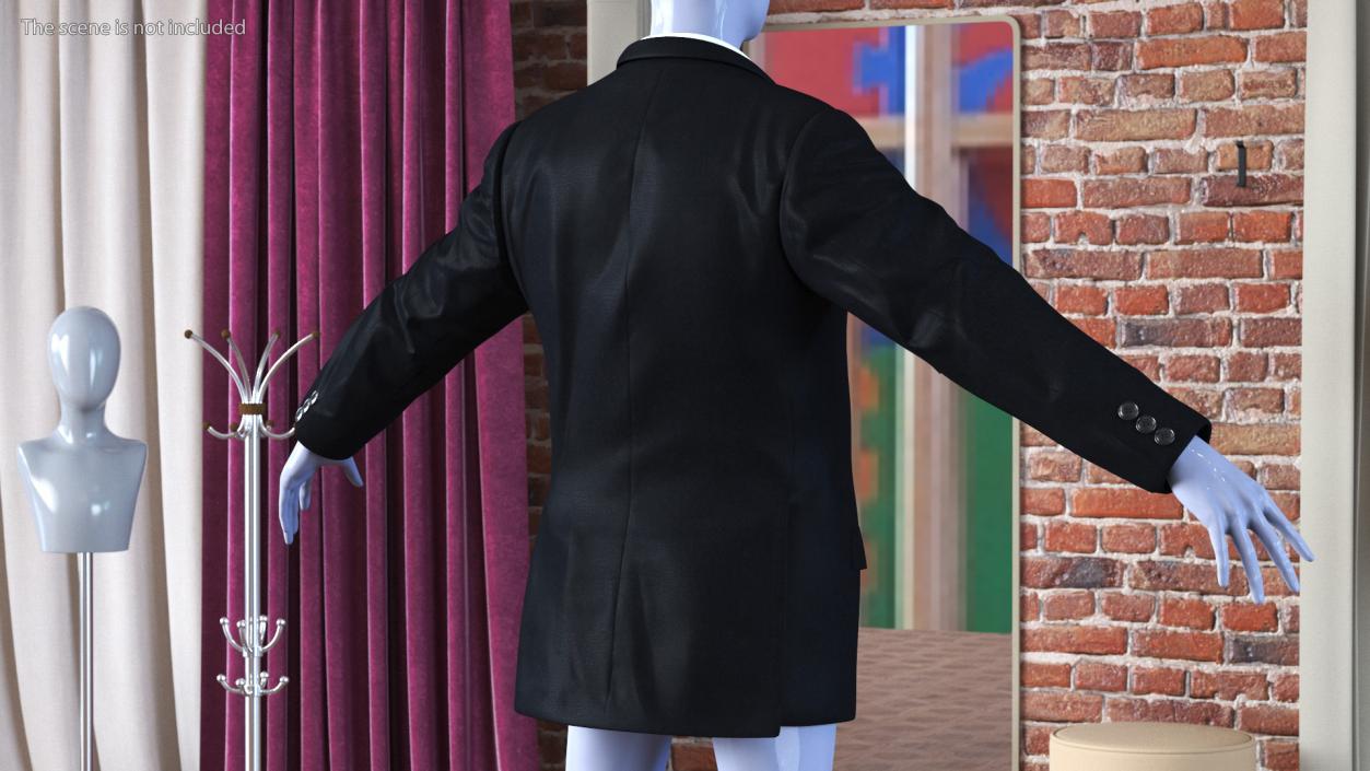 3D Black Suit Jacket and Red Necktie model