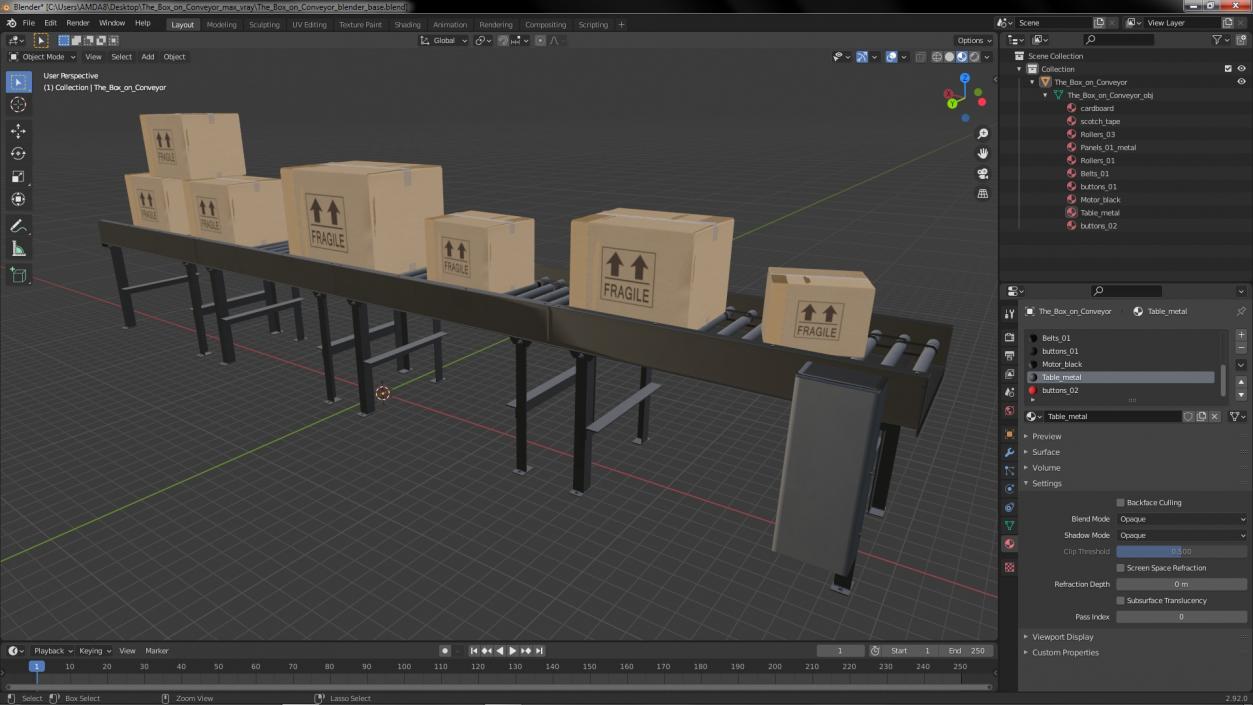 The Box on Conveyor 3D model