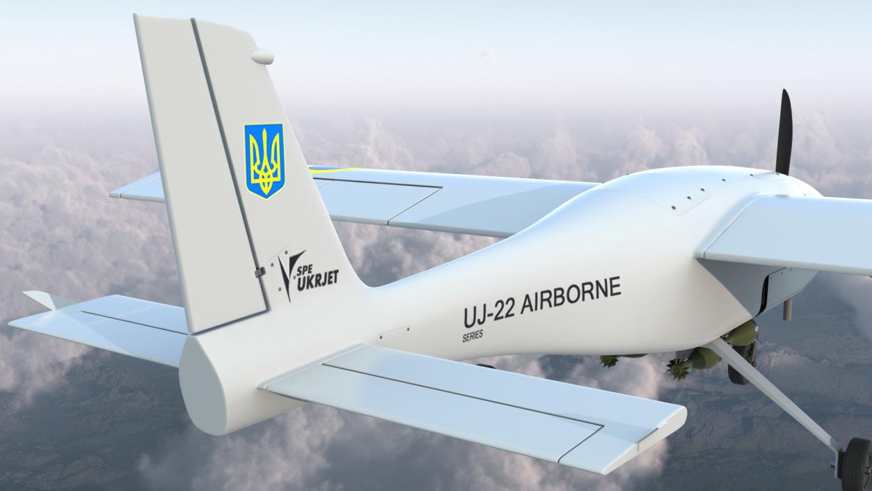 3D UKRJET UJ22 Airborne Drone Rigged model