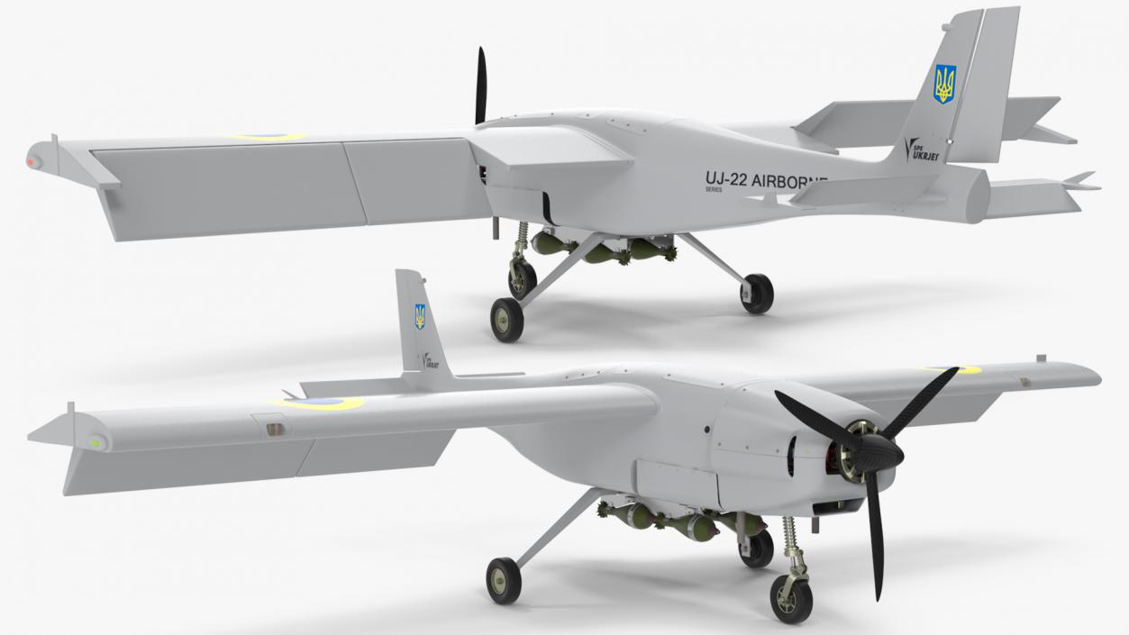 3D UKRJET UJ22 Airborne Drone Rigged model