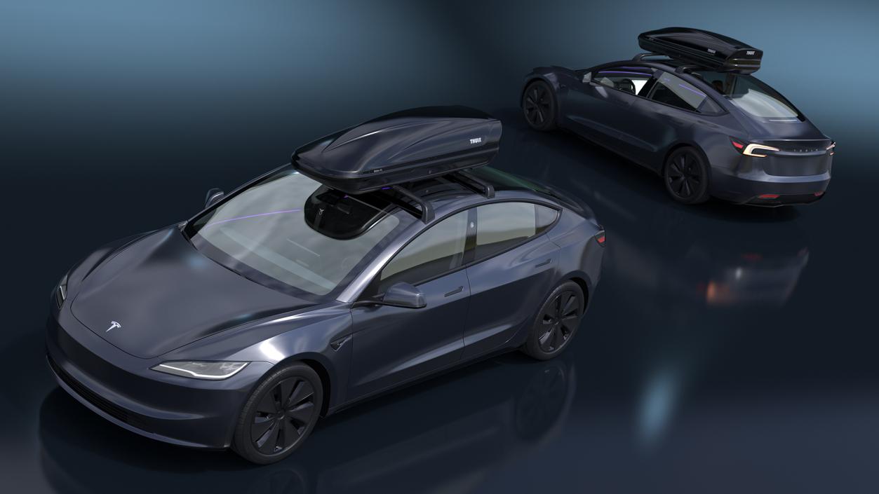 3D Tesla Model 3 2024 with Roofbox