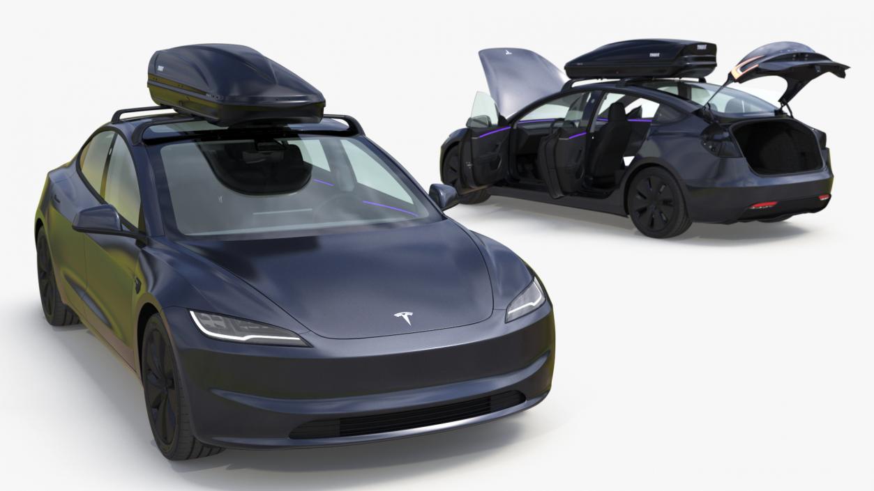 3D Tesla Model 3 2024 with Roofbox