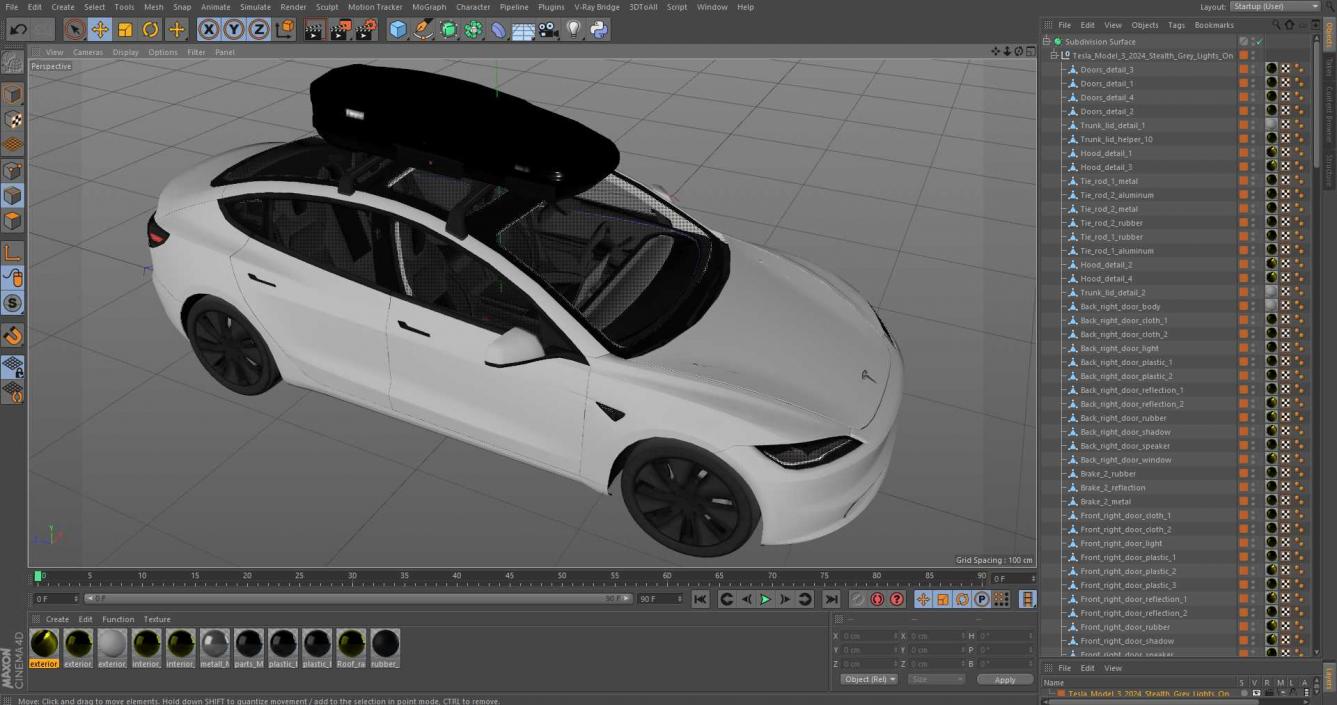 3D Tesla Model 3 2024 with Roofbox