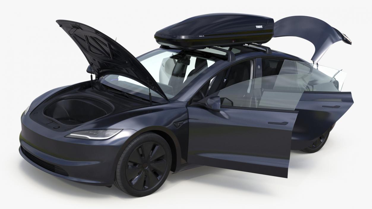 3D Tesla Model 3 2024 with Roofbox