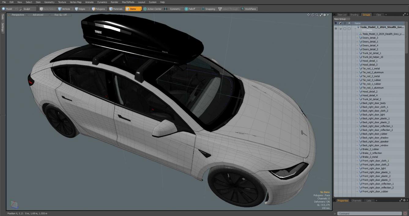 3D Tesla Model 3 2024 with Roofbox