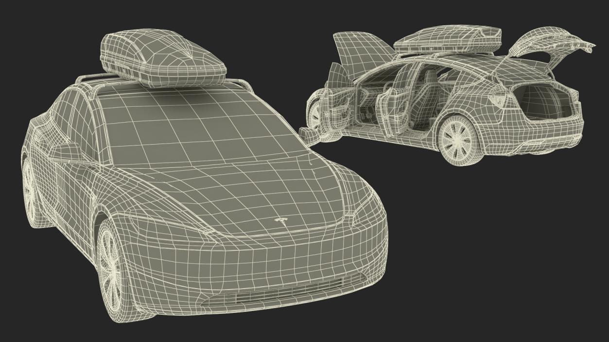 3D Tesla Model 3 2024 with Roofbox