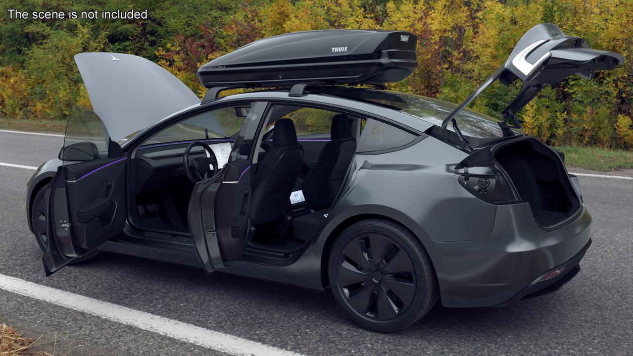 3D Tesla Model 3 2024 with Roofbox