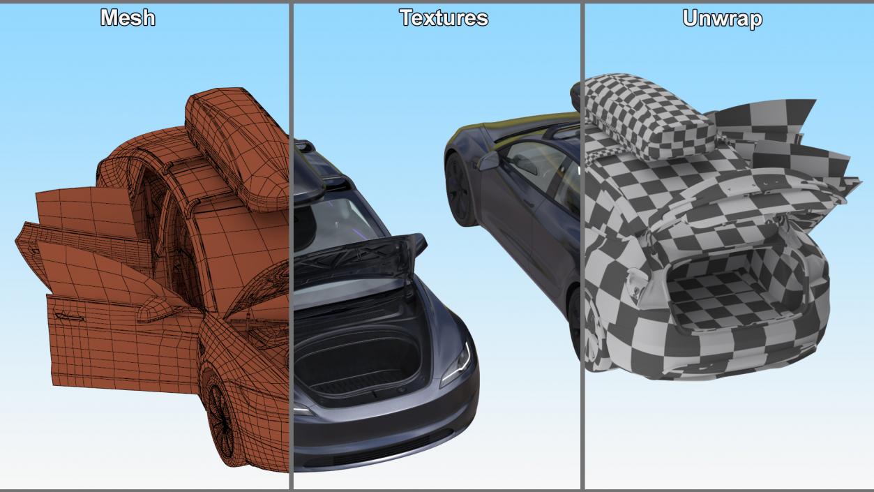 3D Tesla Model 3 2024 with Roofbox