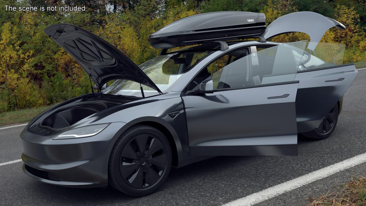 3D Tesla Model 3 2024 with Roofbox