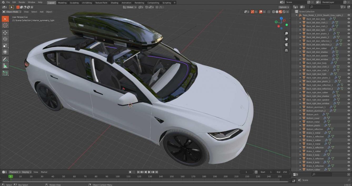 3D Tesla Model 3 2024 with Roofbox