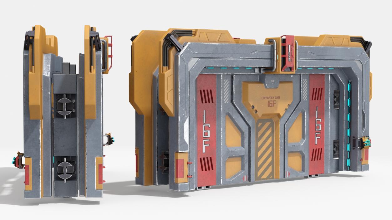 3D model Sci Fi Reinforced Sliding Gate