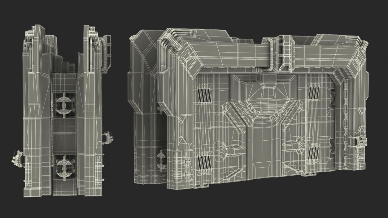 3D model Sci Fi Reinforced Sliding Gate