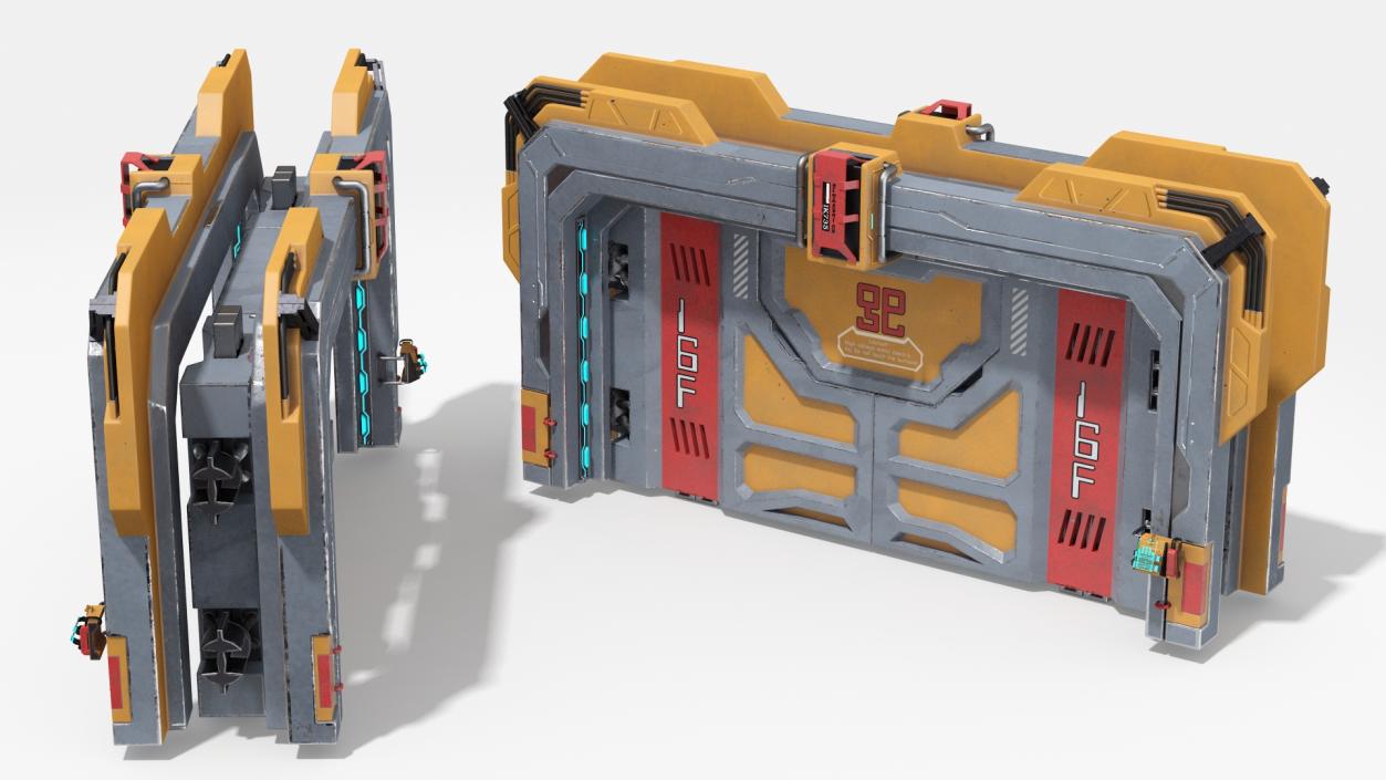 3D model Sci Fi Reinforced Sliding Gate