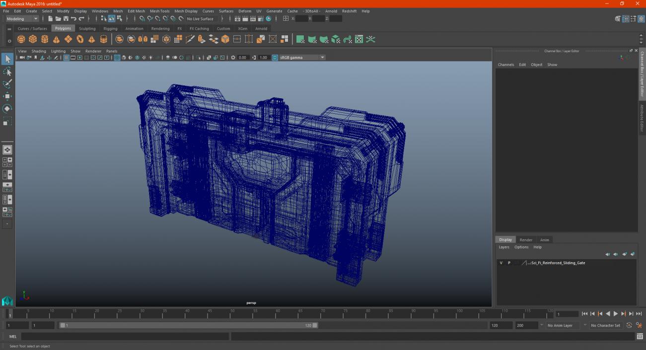 3D model Sci Fi Reinforced Sliding Gate