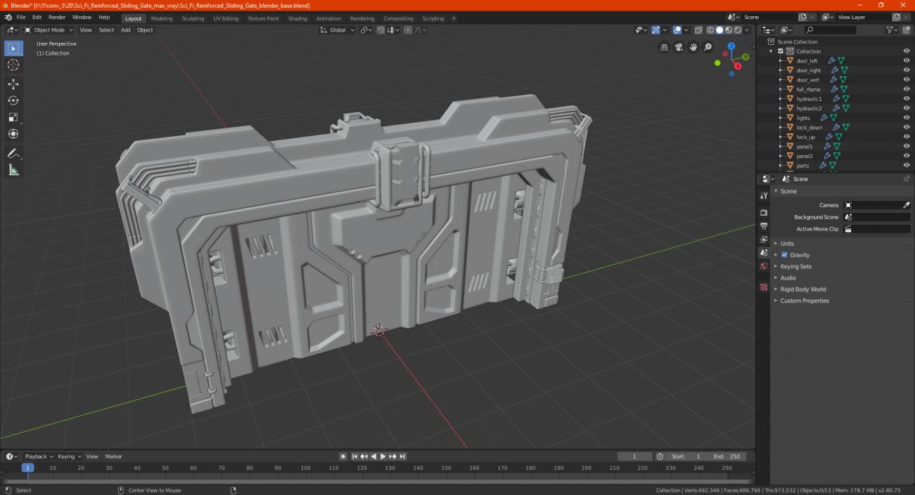 3D model Sci Fi Reinforced Sliding Gate