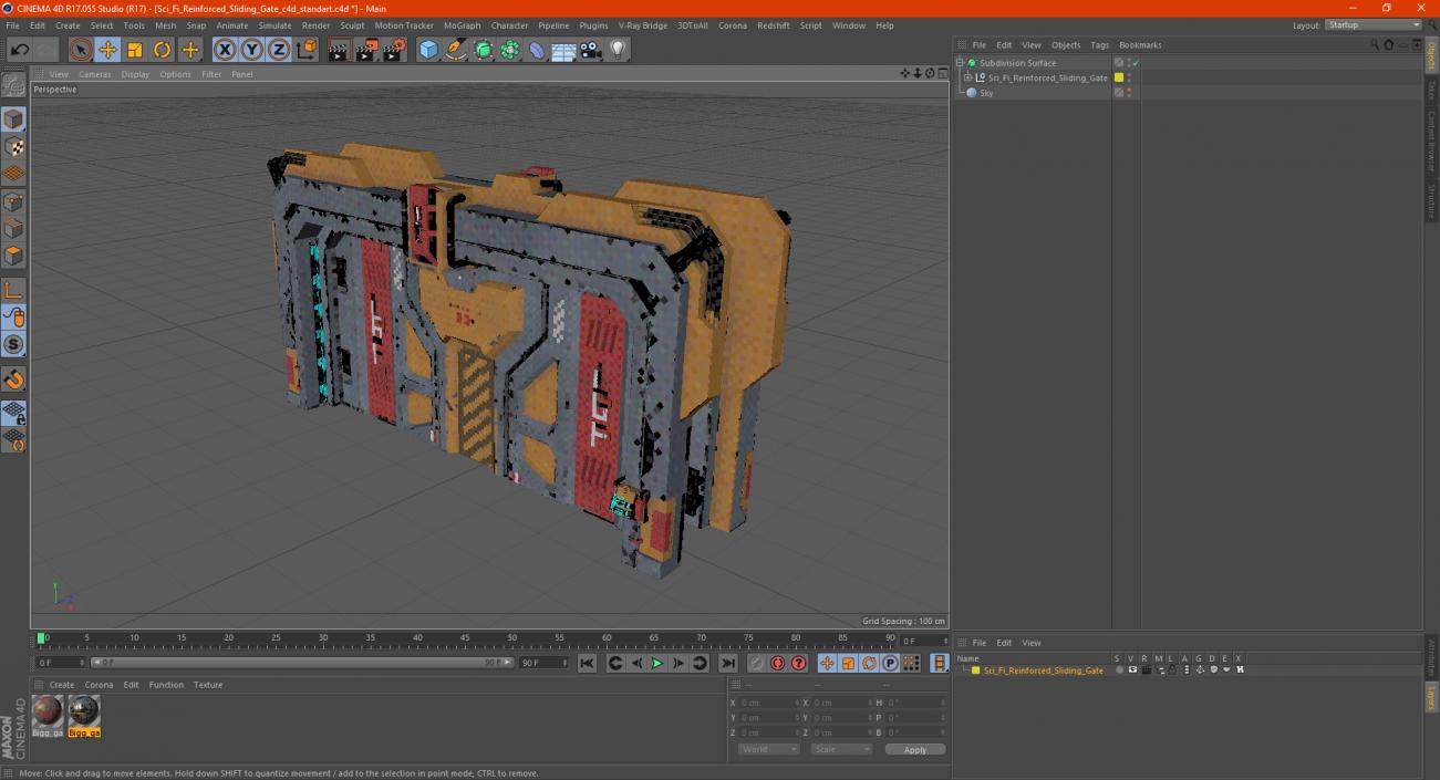 3D model Sci Fi Reinforced Sliding Gate