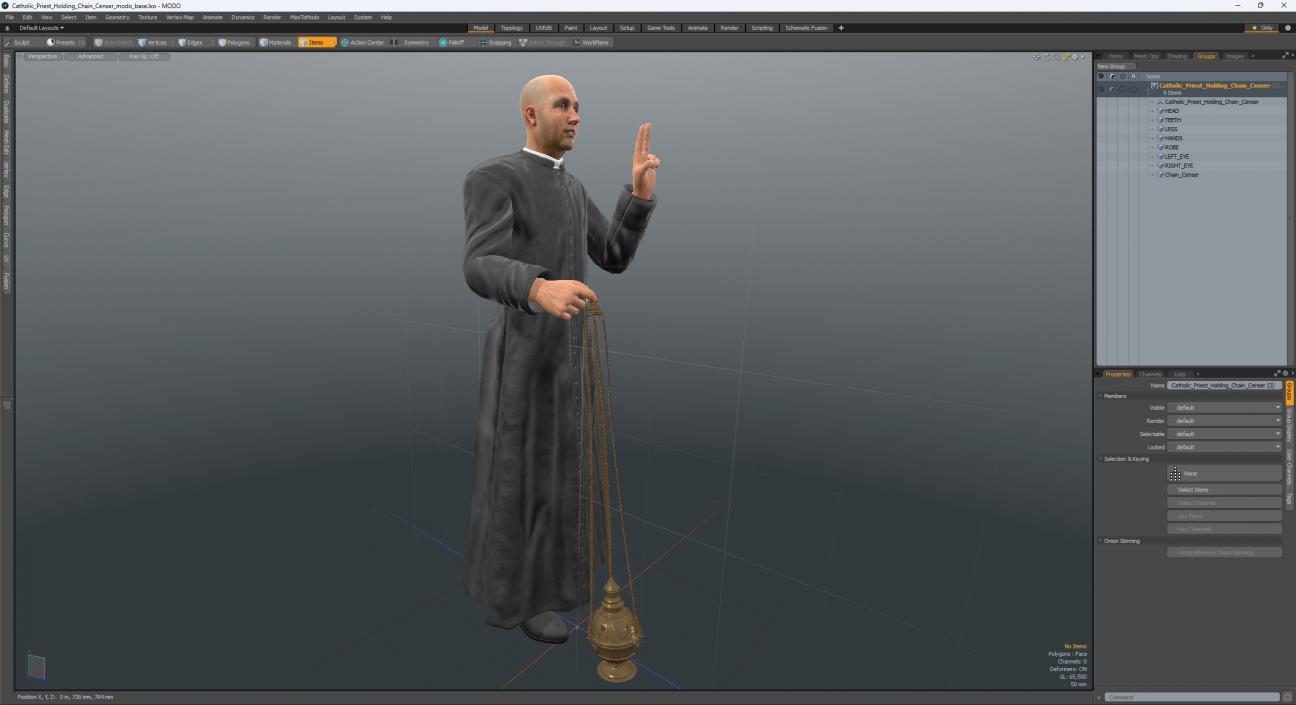 3D Catholic Priest Holding Chain Censer