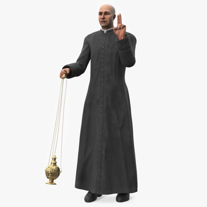 3D Catholic Priest Holding Chain Censer