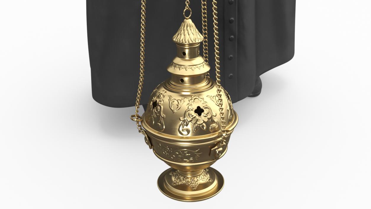 3D Catholic Priest Holding Chain Censer