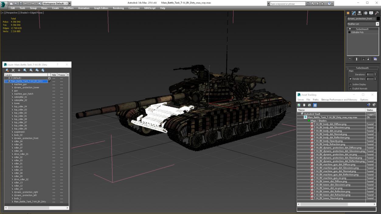 3D model Main Battle Tank T-64 BV Dirty